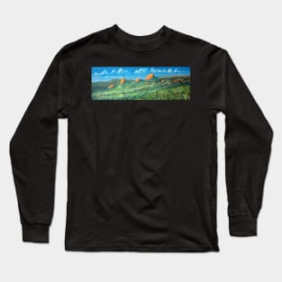 The Pinnacles from Hervey Rang Lookout - Triptych Acrylic on Canvas Long Sleeve T-Shirt